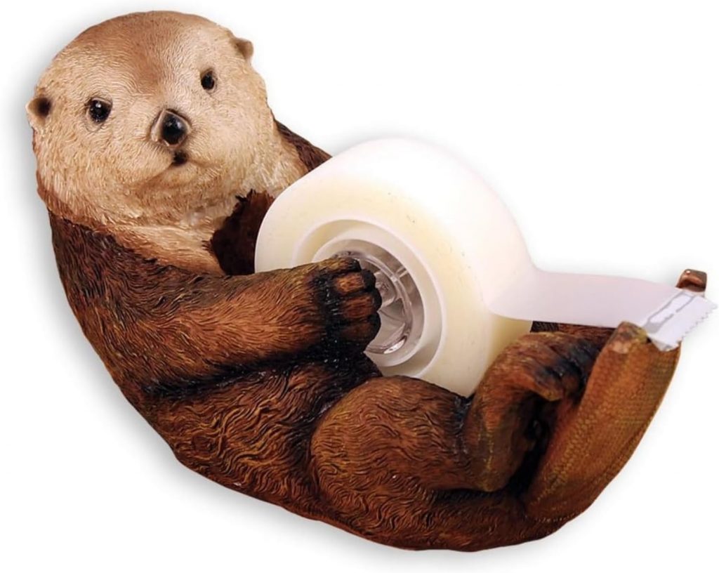 Detailed otter tape dispenser for an aesthetic desk accessory
